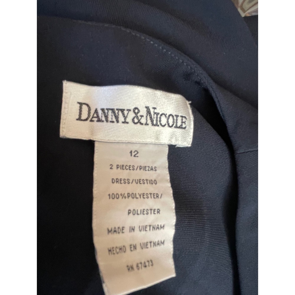 NOS Danny & Nicole Womens Dress Set 12 2pc Navy Blue Satin Trim Formal Maxi Set - Picture 13 of 16